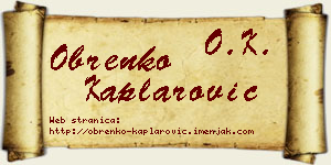 Obrenko Kaplarović vizit kartica